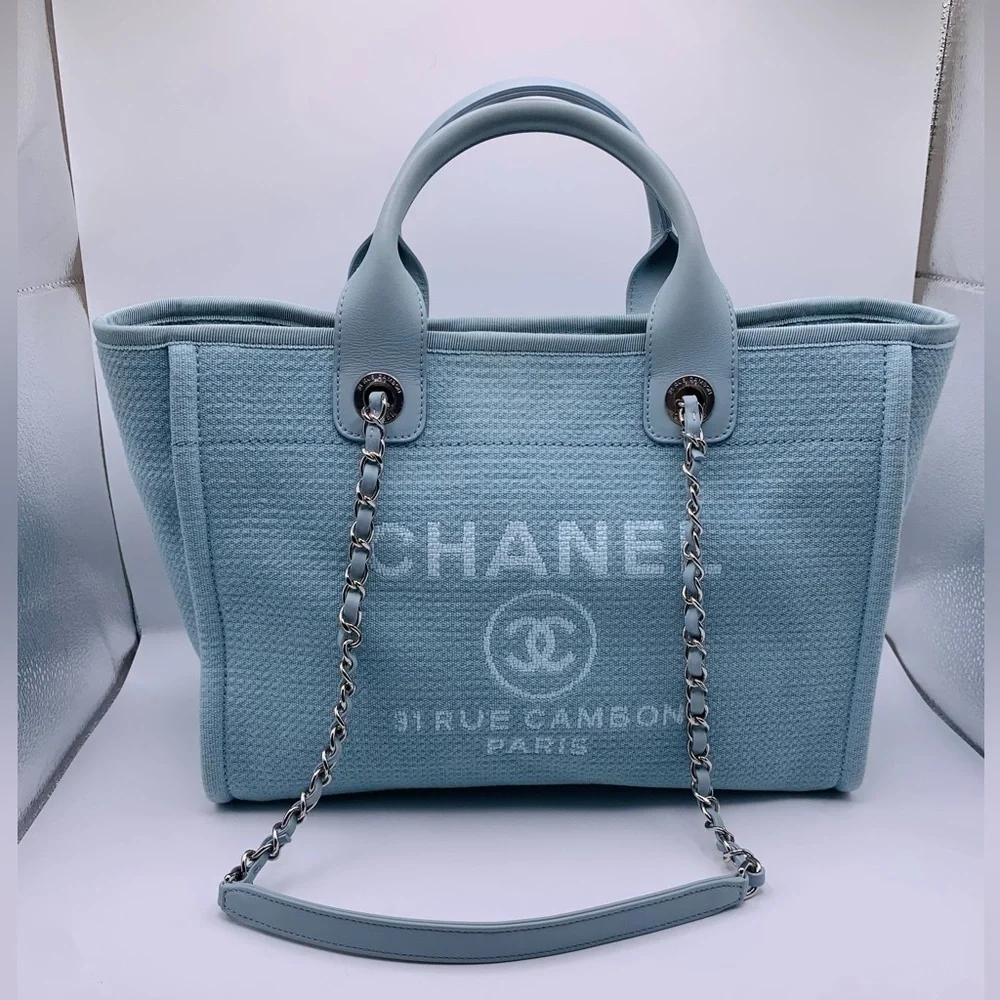 Chanel 2022 Small Deauville Tote w/ Pouch 💙 - Picture 3 of 16